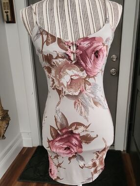 Blue Blush Pink & Brown Floral Slip Dress